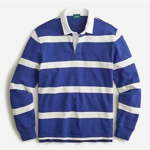 J.Crew Men’s Striped Rugby Shirt- Navy blue and White XXL